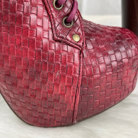 Vintage Brand Dark Red Faux Leather Platform High Heel Ankle Boots Size 6 - Picture 10 of 16